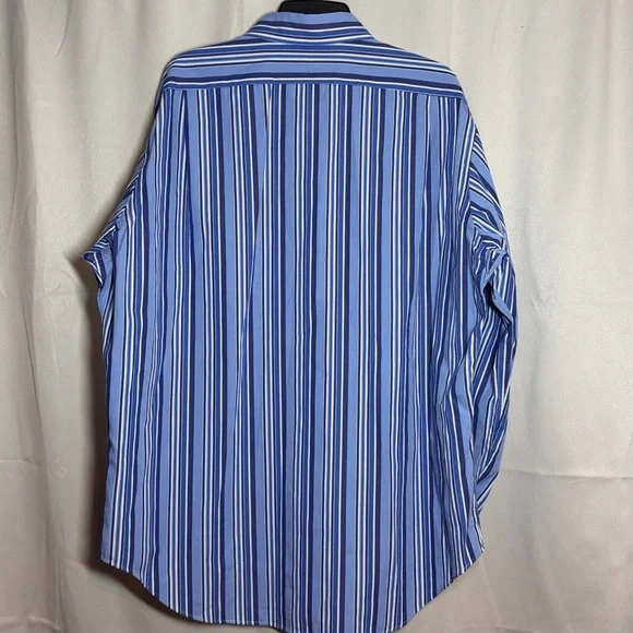 NWOT Polo Ralph Lauren Men’s Blue White Navy Striped Long Sleeve Button Down XL - Picture 3 of 6